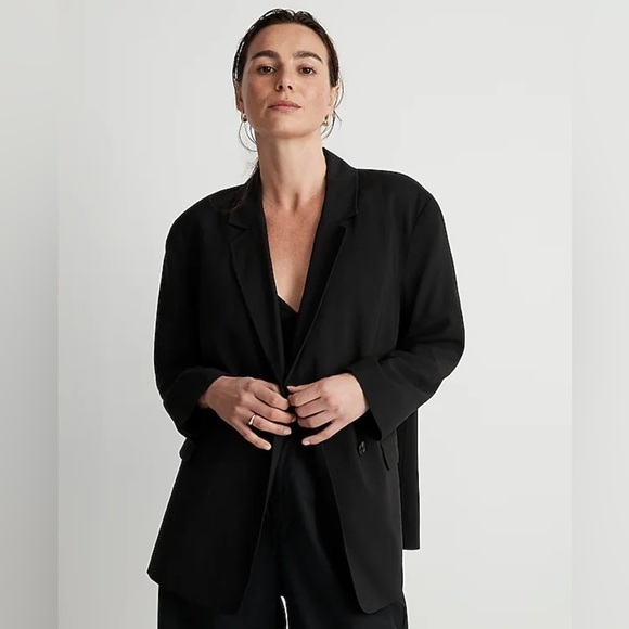 NWT Madewell The Relaxed Blazer, OVERSIZED, in Softdrape Tencel, Black, Size XXS - Picture 1 of 13